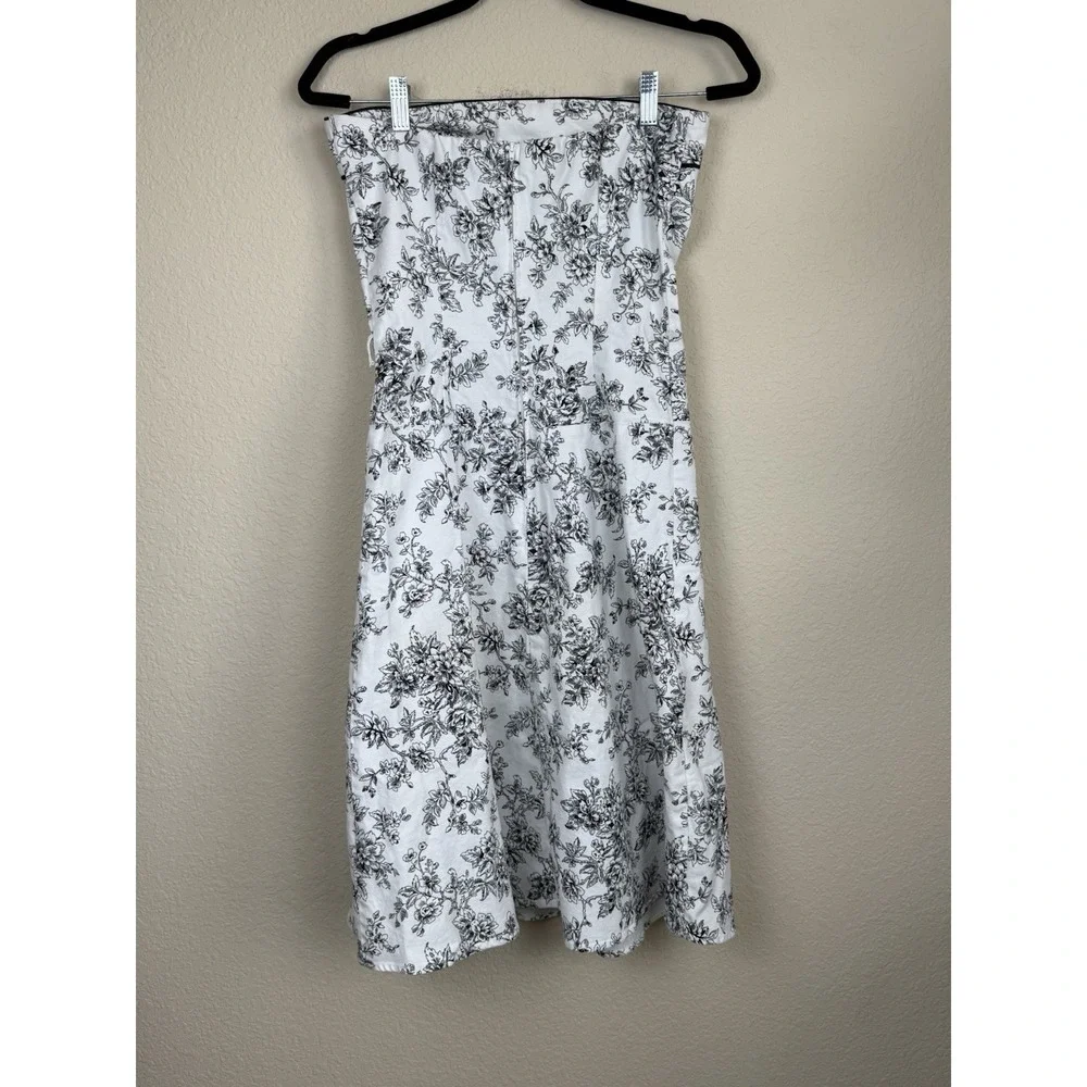 Vtg Studio Y Black/White Floral Toile Strapless Fit And Flare Dress Sz S *read - Picture 5 of 8